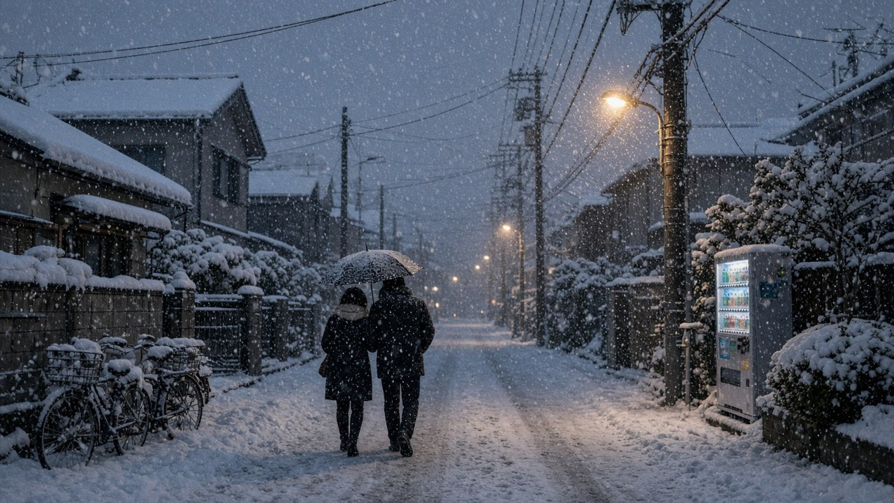 大雪の住宅街