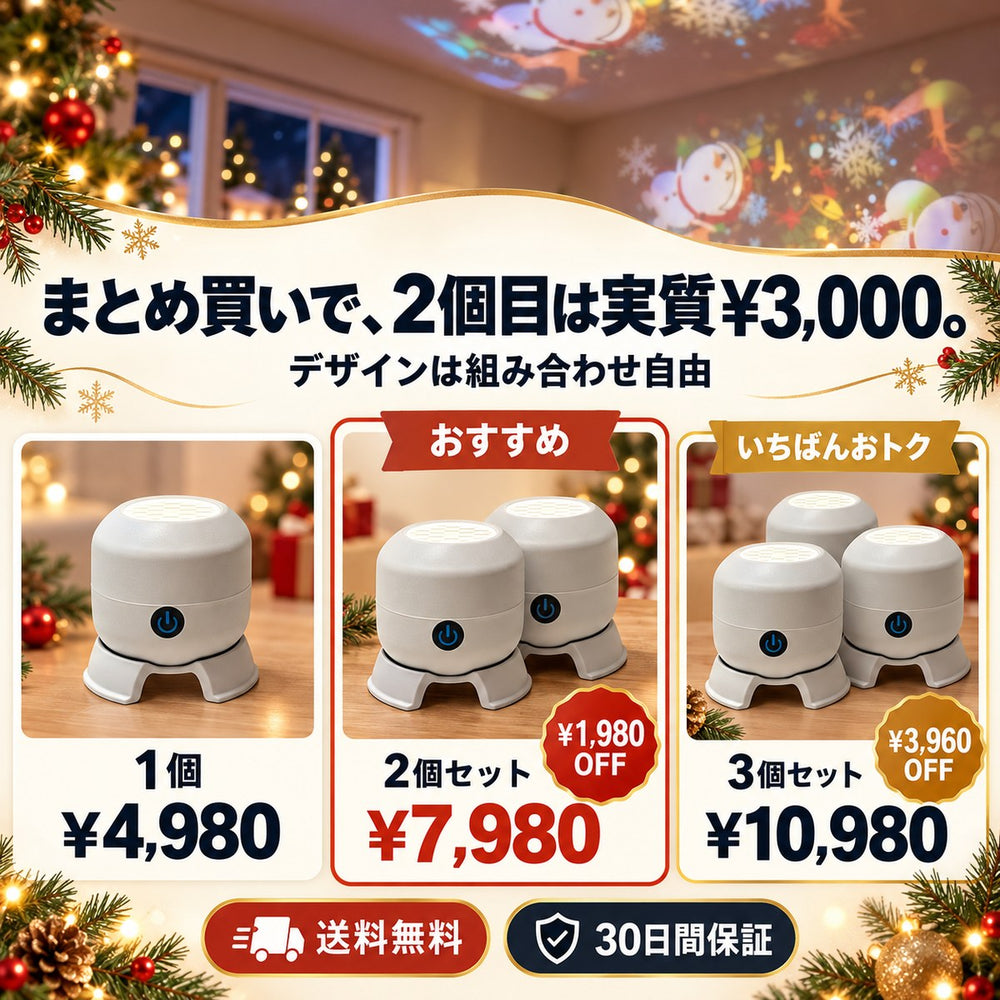 まとめ買いで2個目は実質¥3,000（1個¥4,980・2個セット¥7,980・3個セット¥10,980）